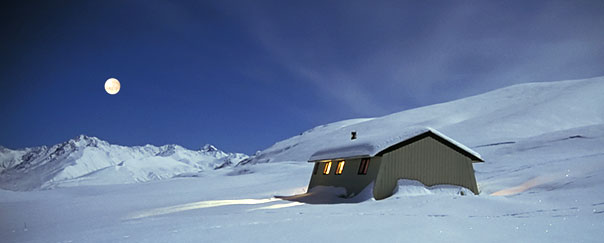 Rex Simpson Hut is a cosy base for snowshoeing