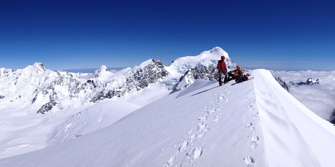 Enjoying the views from the summit of Hochstetter Dome