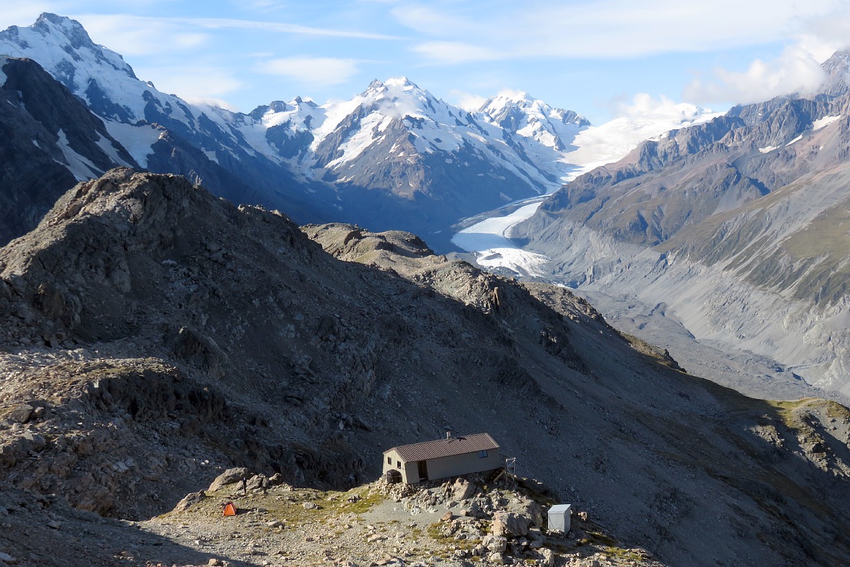 Caroline Hut is surrounded by New Zealand's highest peaks