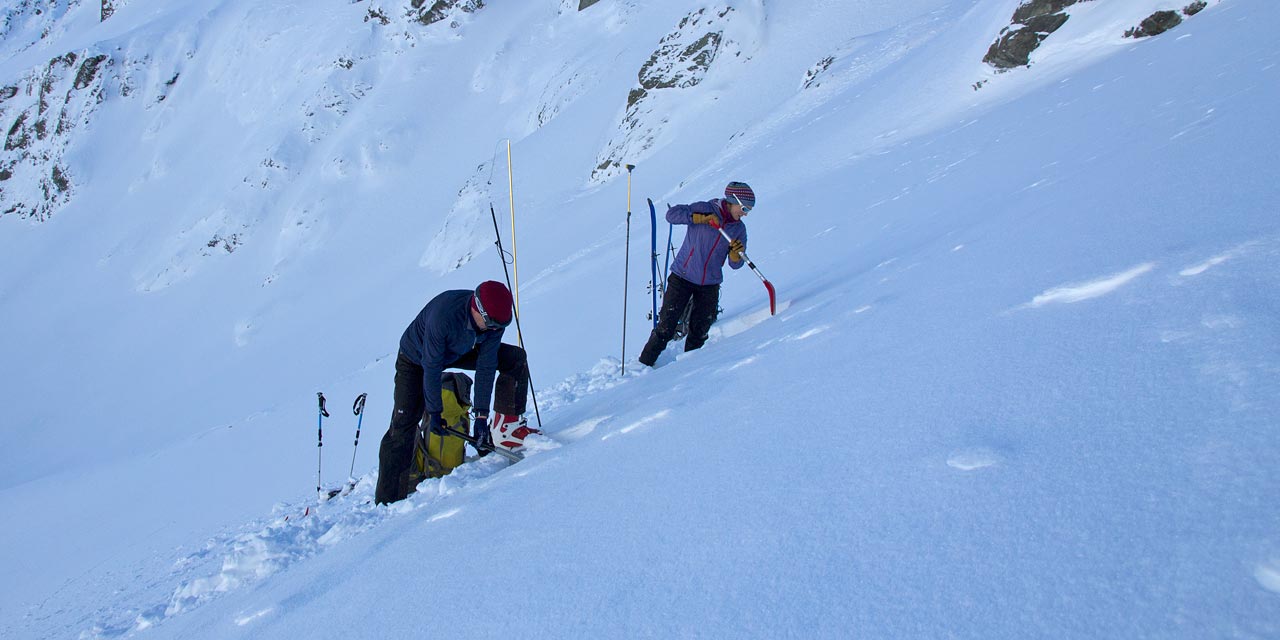 Learning how to identify weak layers in the snowpack on the Backcountry Avalanche Course